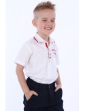 Boy\'s white shirt with red elements NDZ7497 - Online store - Boutique